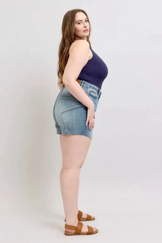Judy Blue Full Size High Waist Star Seam Detail Denim Shorts Plus Size