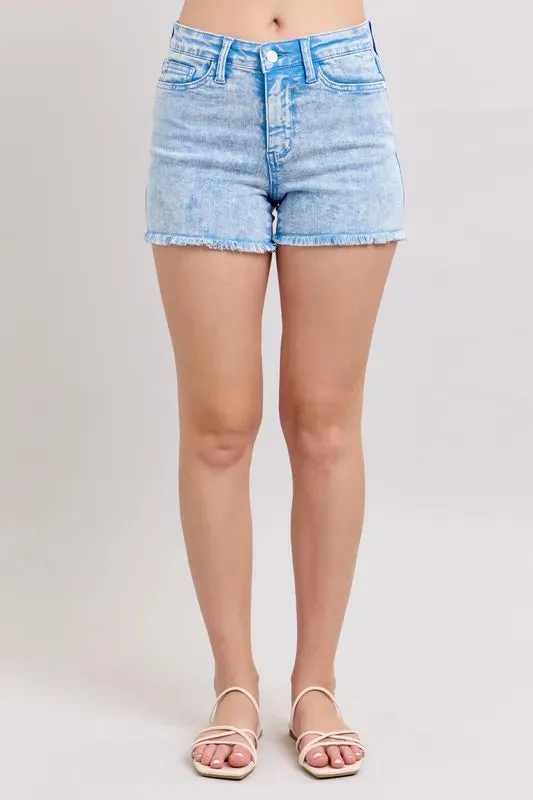 Judy Blue Mid Rise Garment Dyed Denim Shorts S-XL