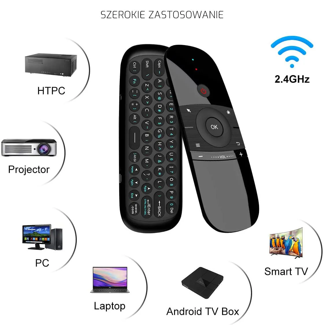 Klawiatura / Myszka do TV Air Mouse W1 - Bezprzewodowa