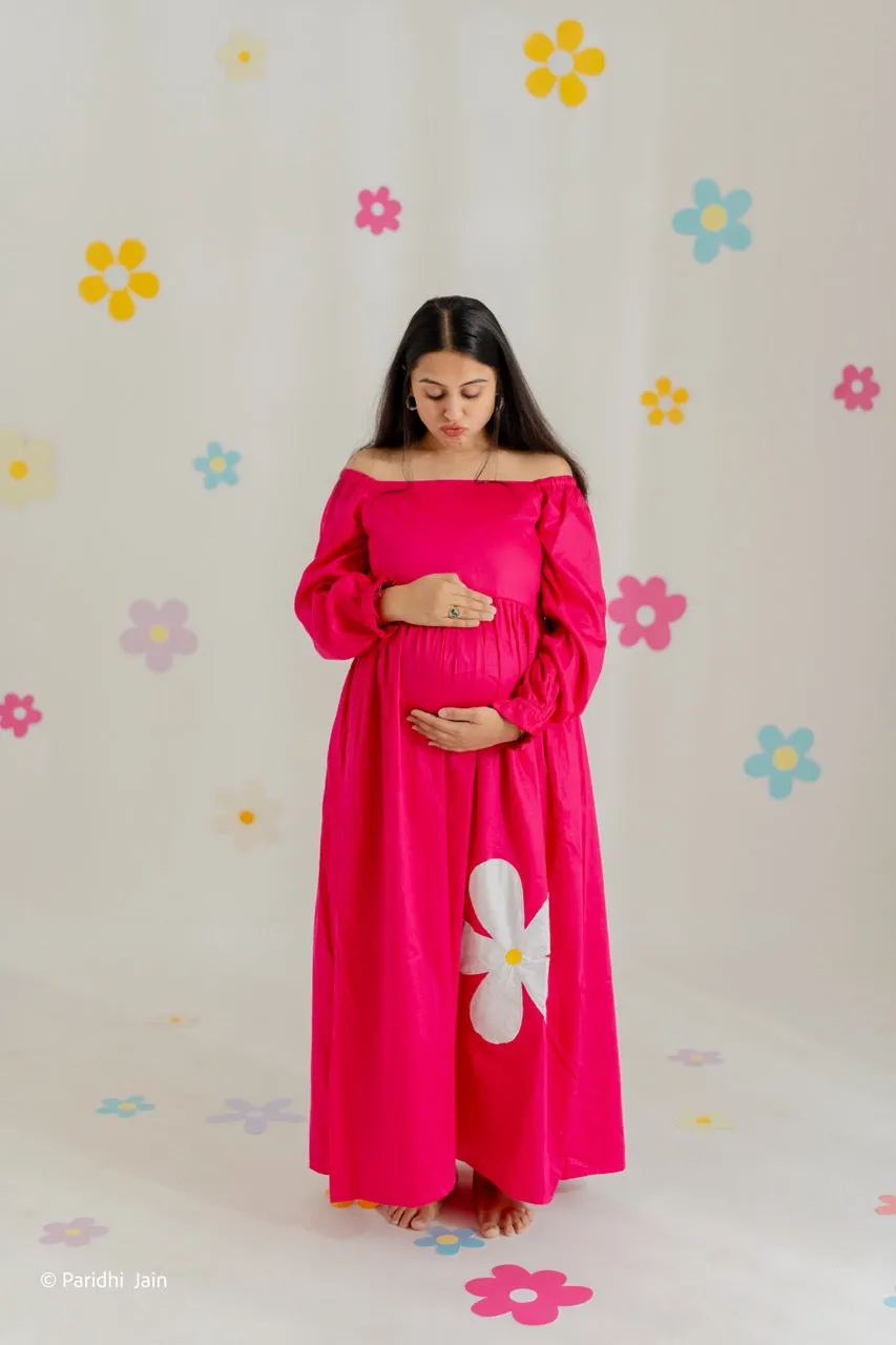 Klingaru Women Dress - Rani Pink  Dress with Applique work