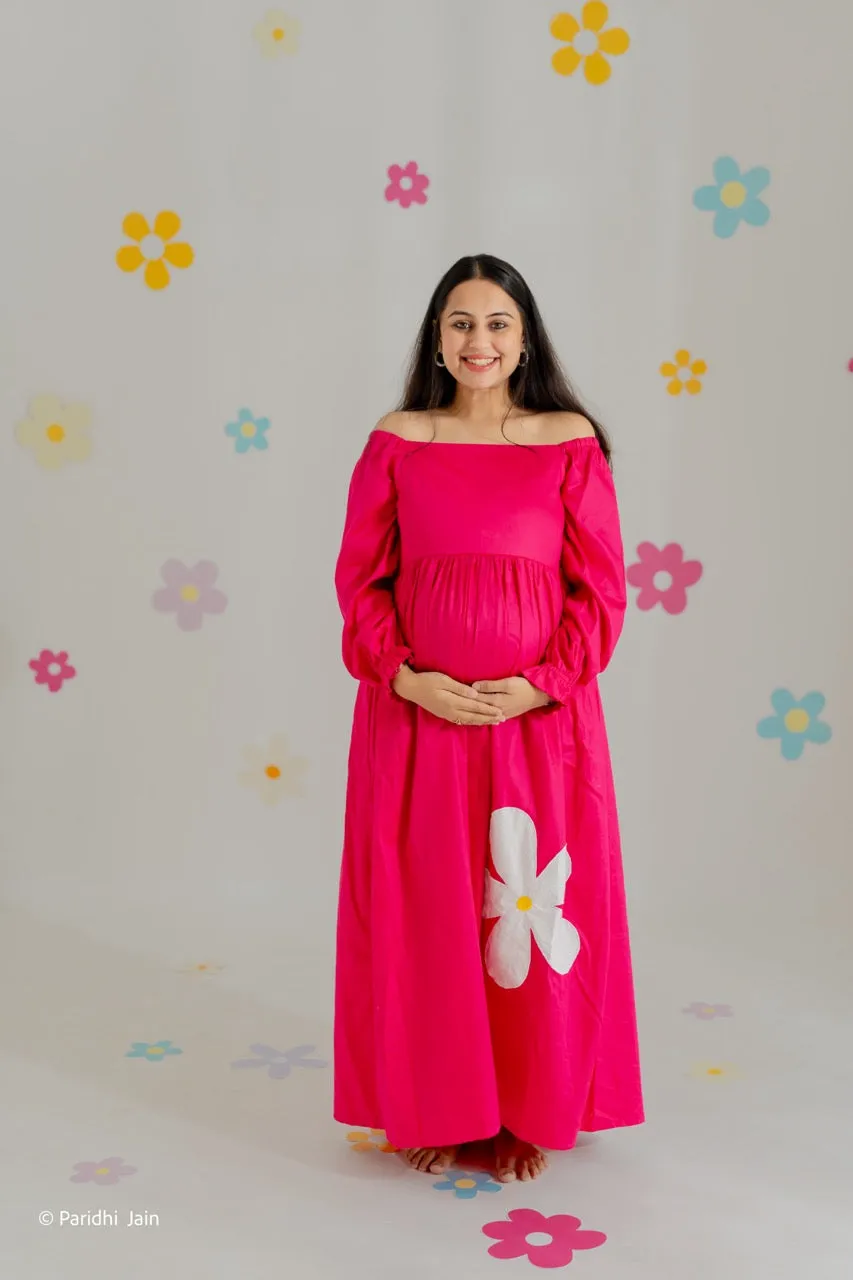 Klingaru Women Dress - Rani Pink  Dress with Applique work