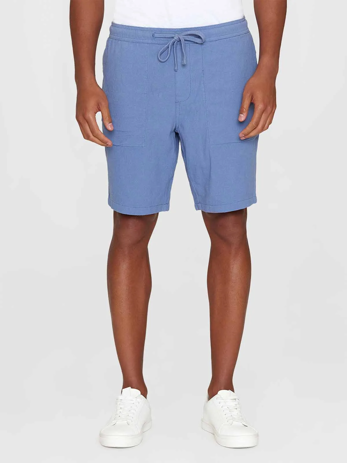 KNOWLEDGE COTTON APPAREL Fig Loose Crushed Cotton Shorts moonlight blue