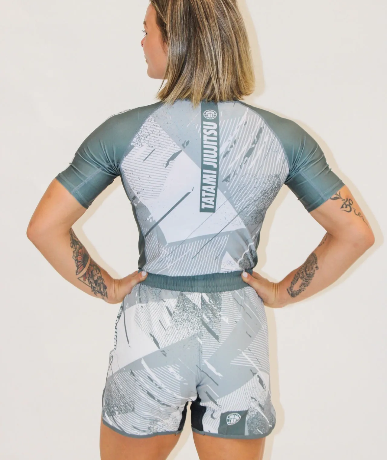 Ladies Abstract High Cut Shorts - Sage