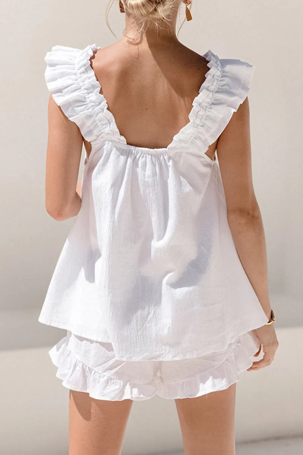 Landry Ruffled Square Neck Top and Shorts Set