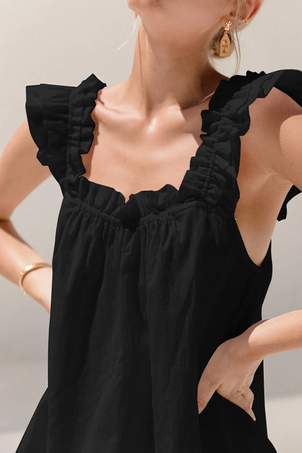 Landry Ruffled Square Neck Top and Shorts Set