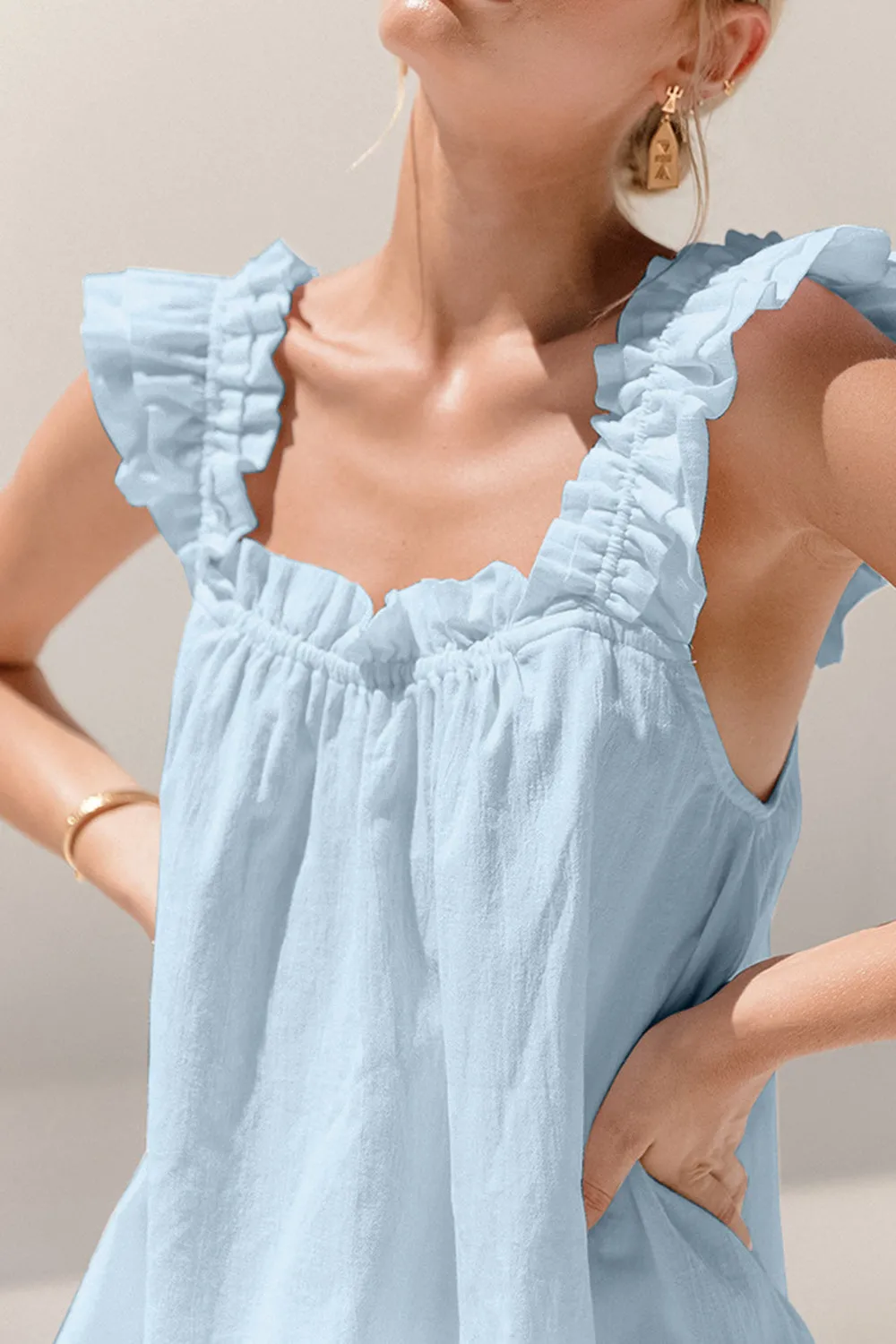 Landry Ruffled Square Neck Top and Shorts Set