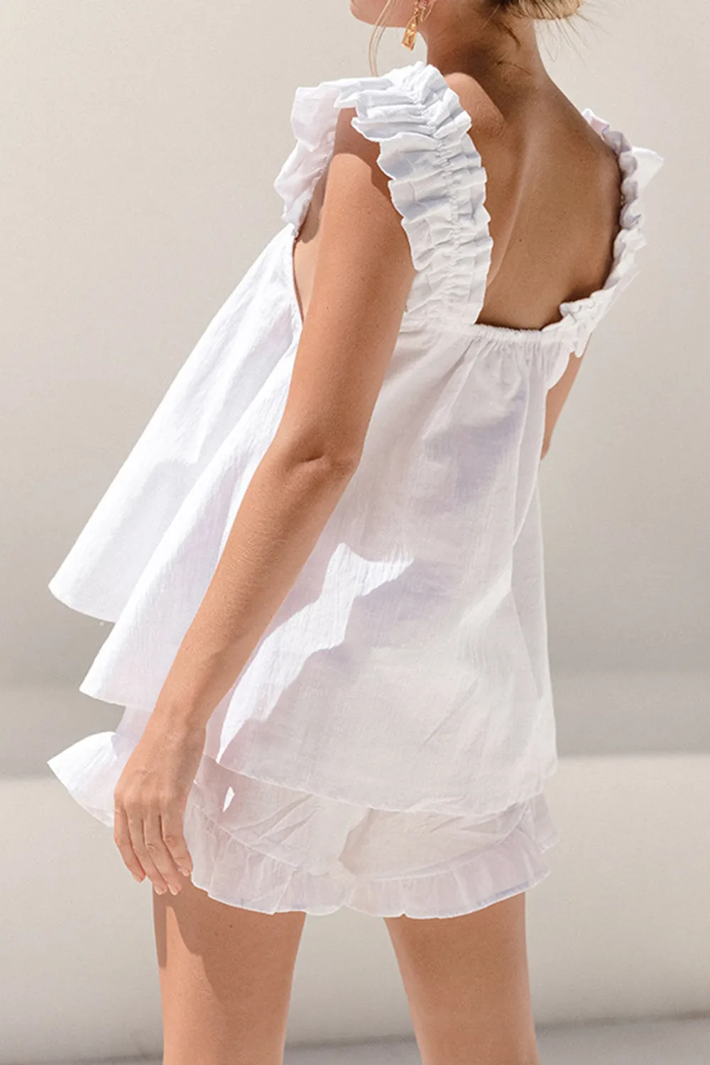 Landry Ruffled Square Neck Top and Shorts Set