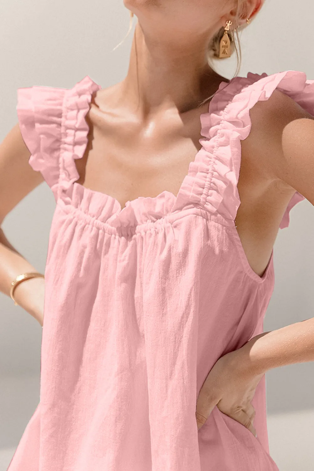 Landry Ruffled Square Neck Top and Shorts Set