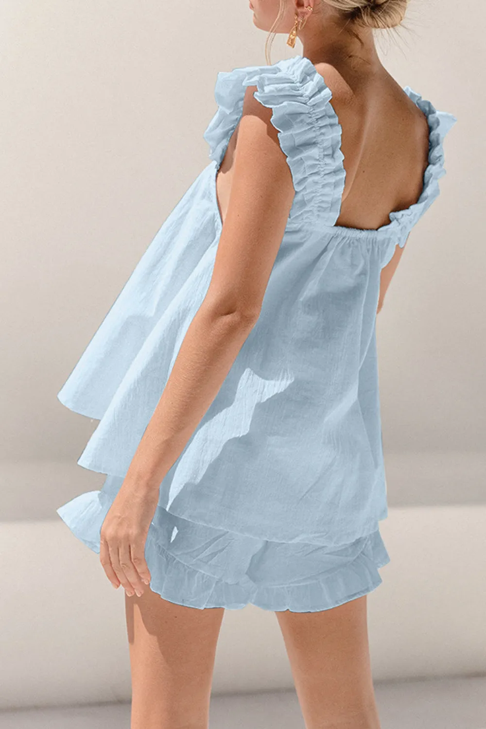 Landry Ruffled Square Neck Top and Shorts Set