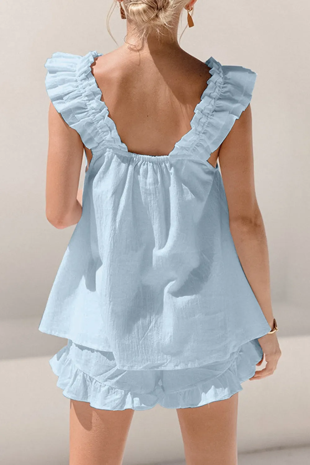 Landry Ruffled Square Neck Top and Shorts Set