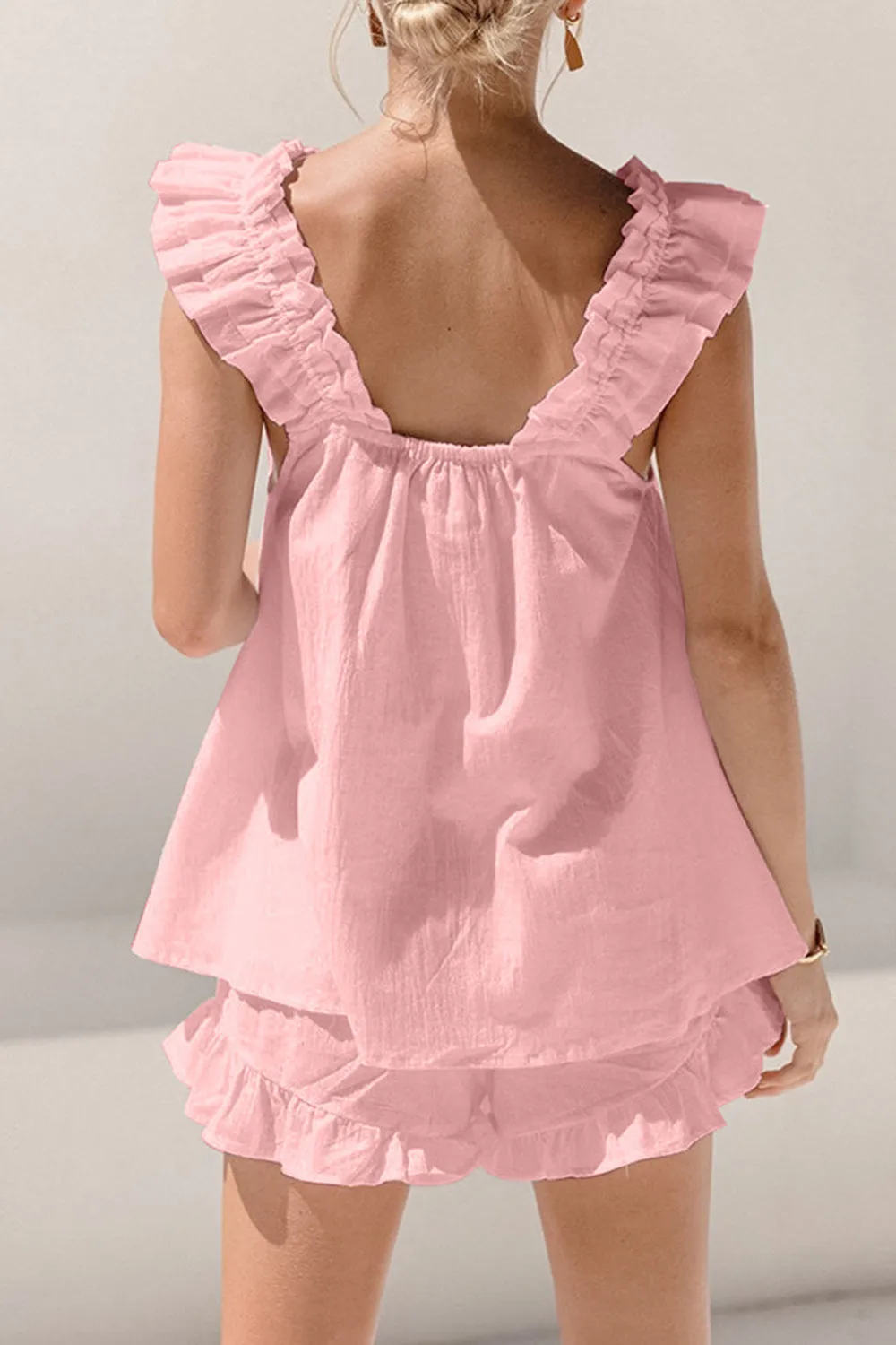 Landry Ruffled Square Neck Top and Shorts Set