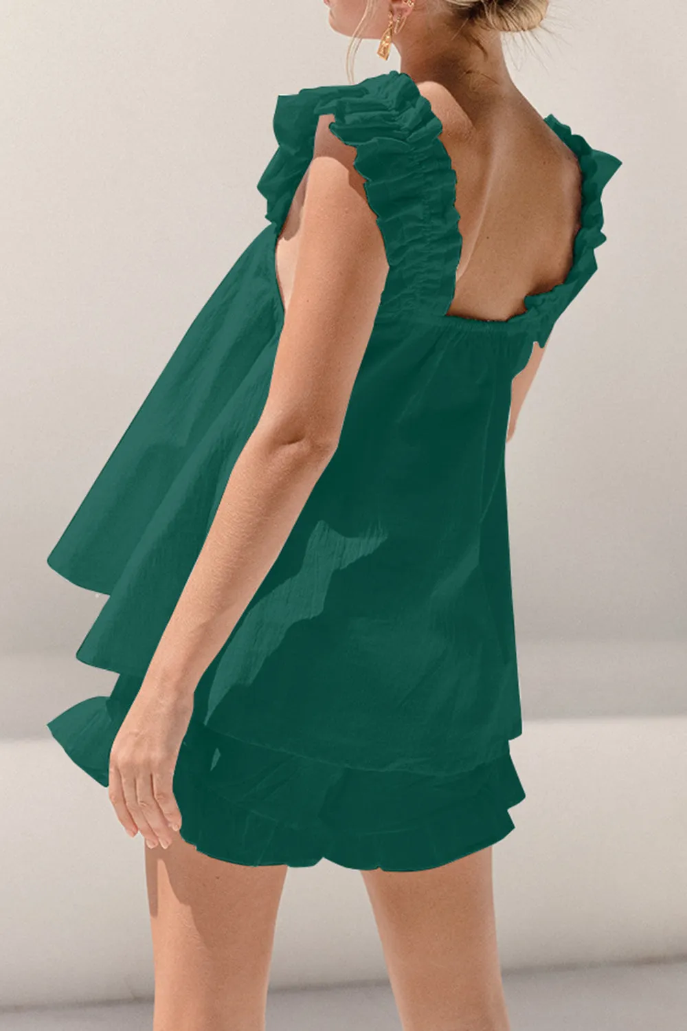 Landry Ruffled Square Neck Top and Shorts Set