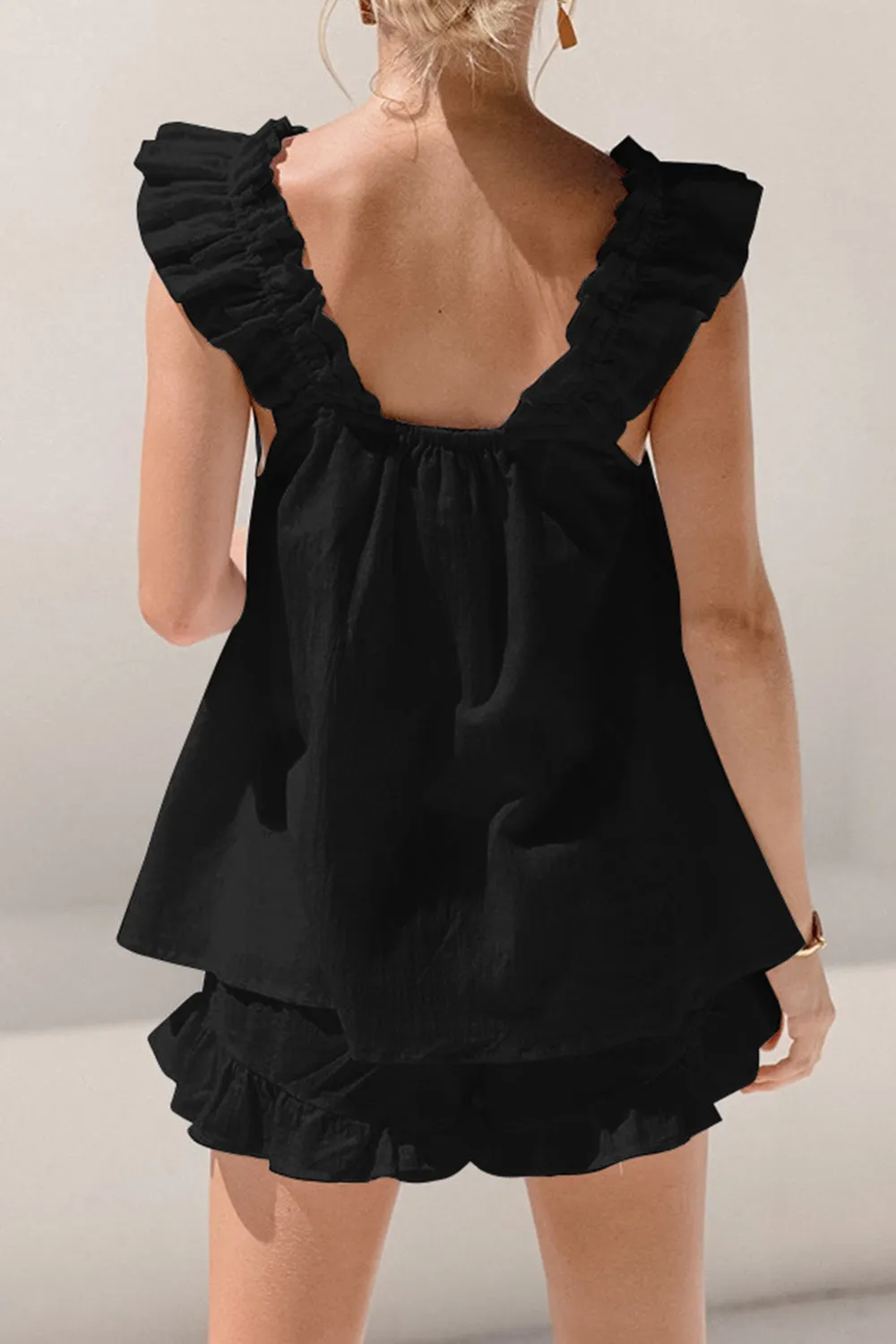 Landry Ruffled Square Neck Top and Shorts Set