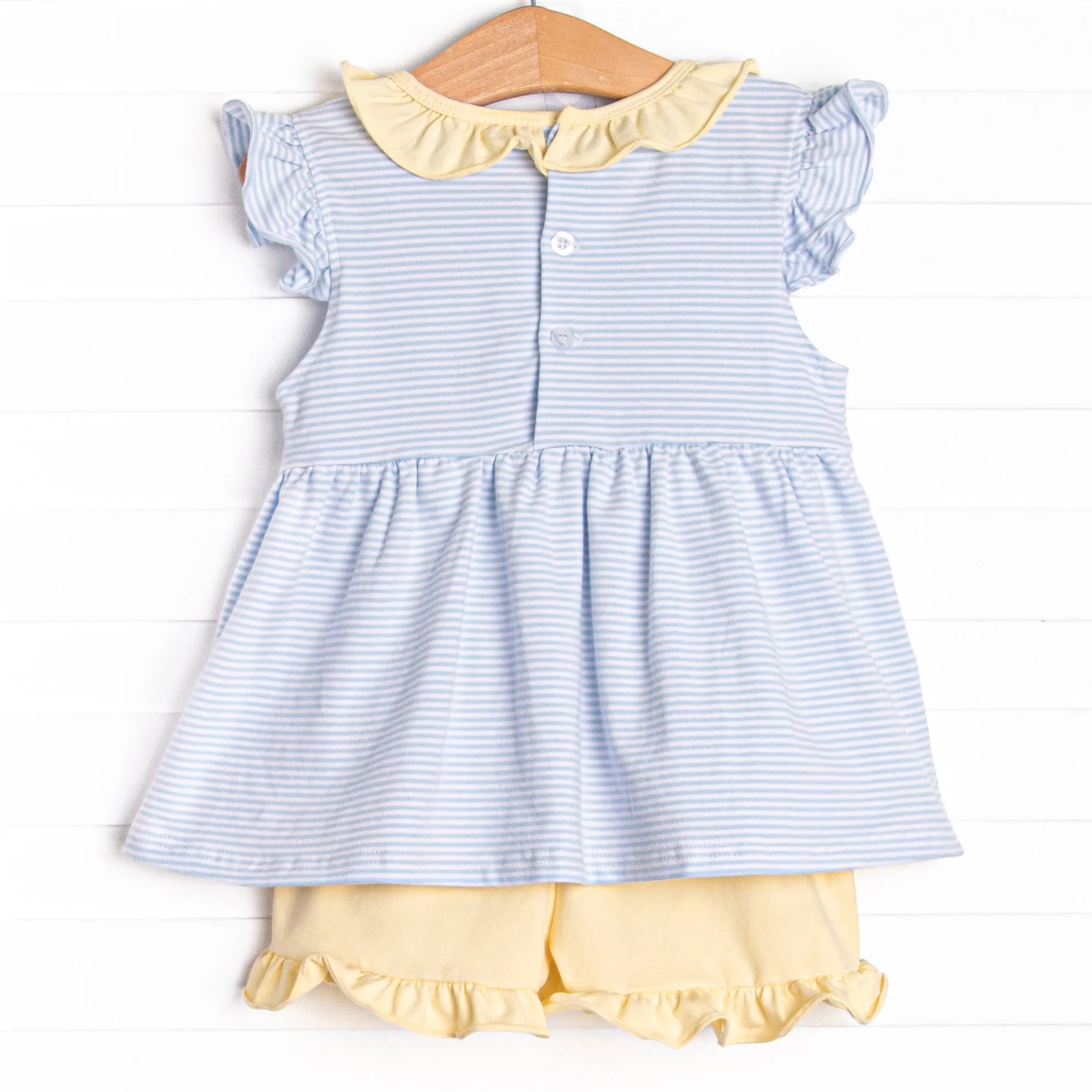 Laney Ruffle Short Set, Blue Stripe