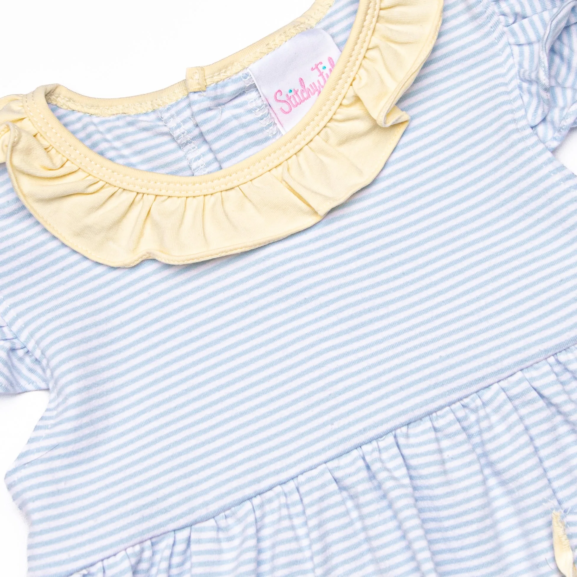 Laney Ruffle Short Set, Blue Stripe