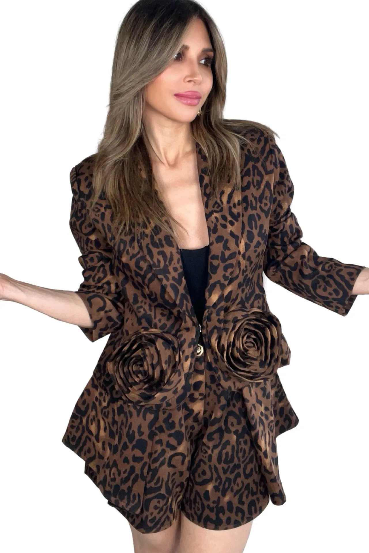 Leopard Print Flared Shorts