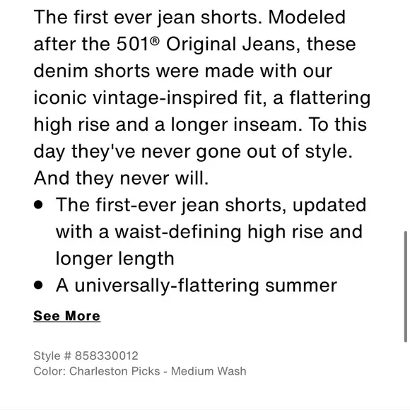 Levi’s | 501 Original High Rise Mid-Thigh Women’s Shorts - Charleston Picks