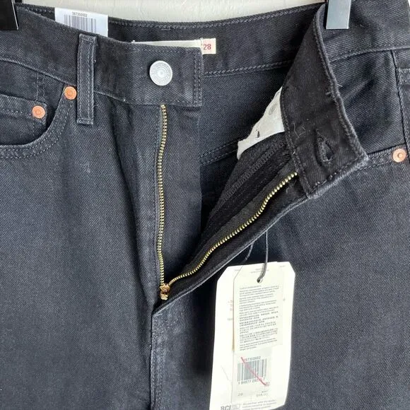 Levi’s Premium High Loose Bermuda Denim Shorts Black NWT
