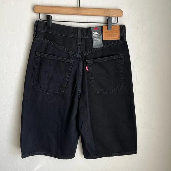 Levi’s Premium High Loose Bermuda Denim Shorts Black NWT