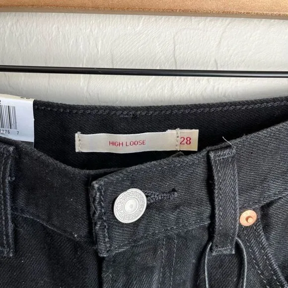 Levi’s Premium High Loose Bermuda Denim Shorts Black NWT