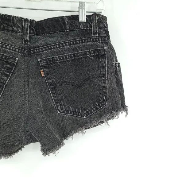 Levi's Vintage Womens 29 Gold Tab 545 Loose Fit Cutoff Boho Black Denim Shorts