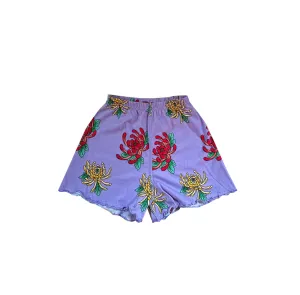Loose jersey Shorts- Violet Flower print