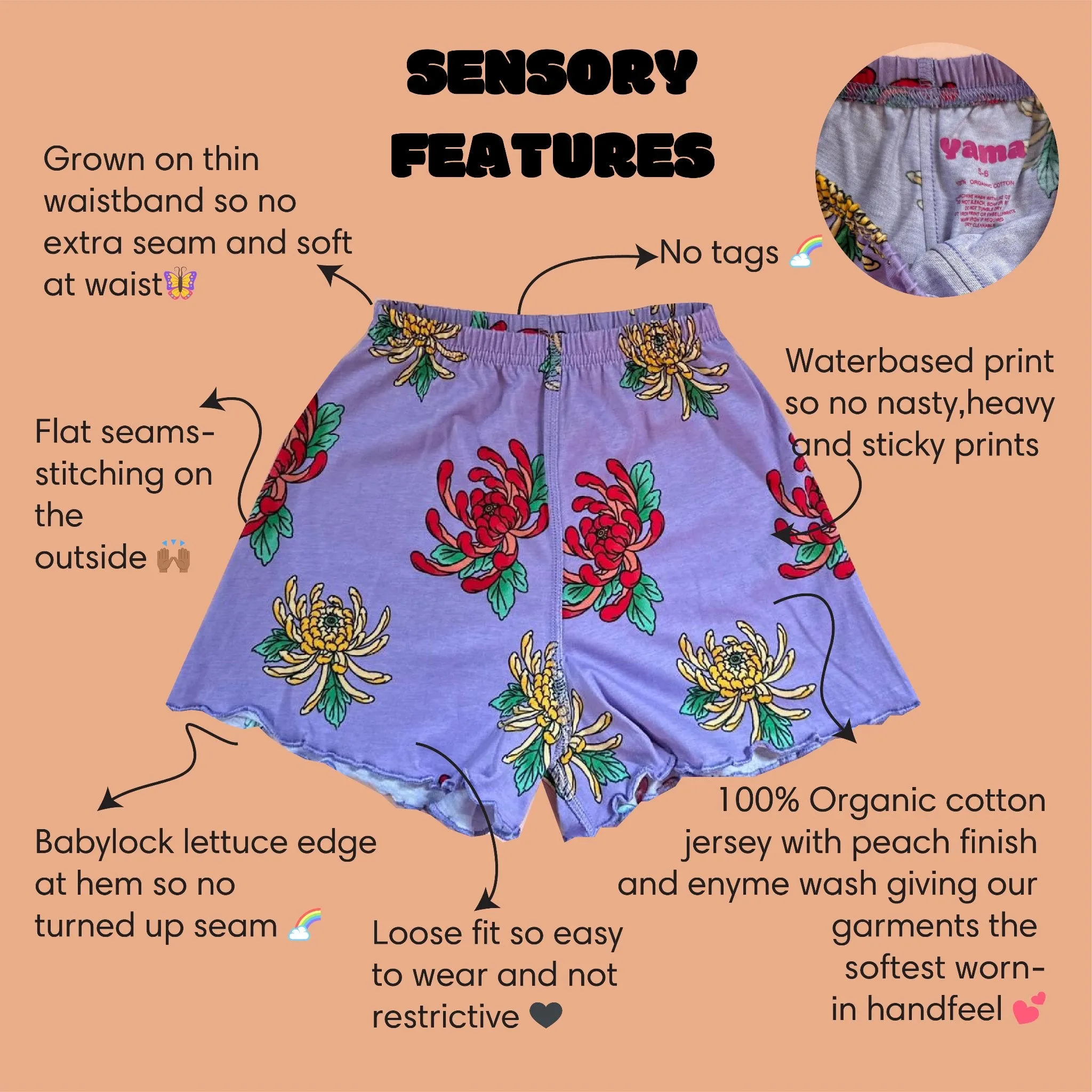 Loose jersey Shorts- Violet Flower print