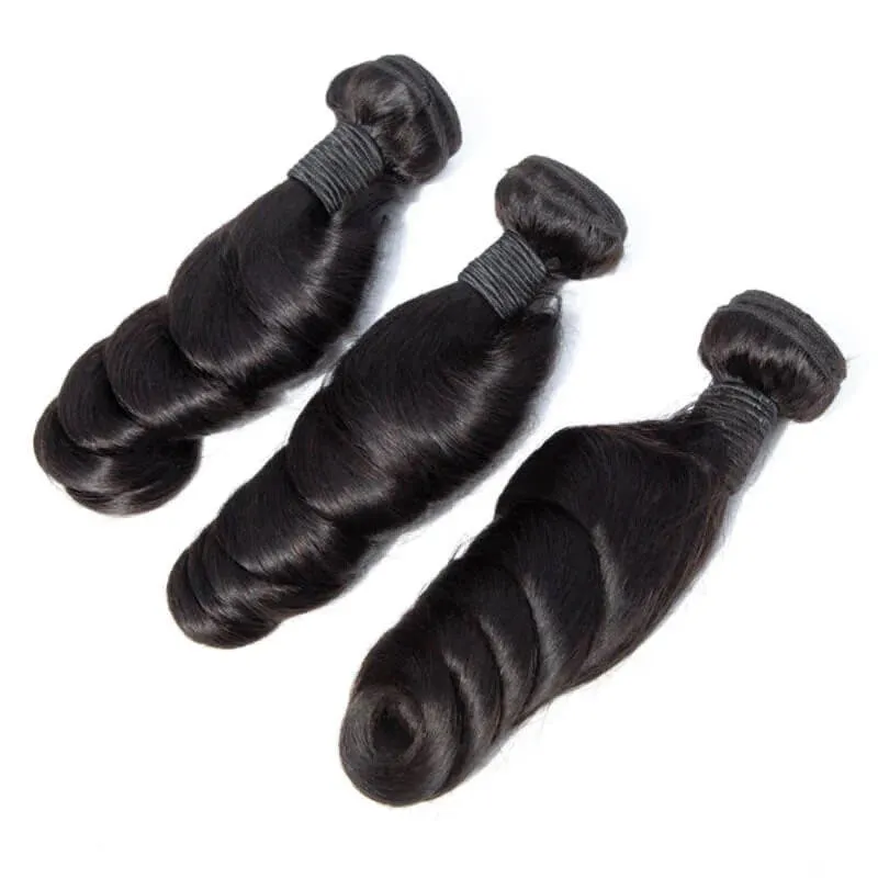 Loose Wave 5x5 Closure with 3 Human Hair Weave Bundles 100% Unprocessed Virgin Hair