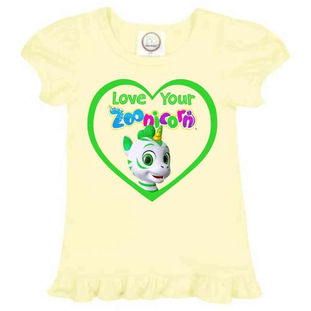 Love Your Zoonicorn, Ene, Ruffle Girl's Tee