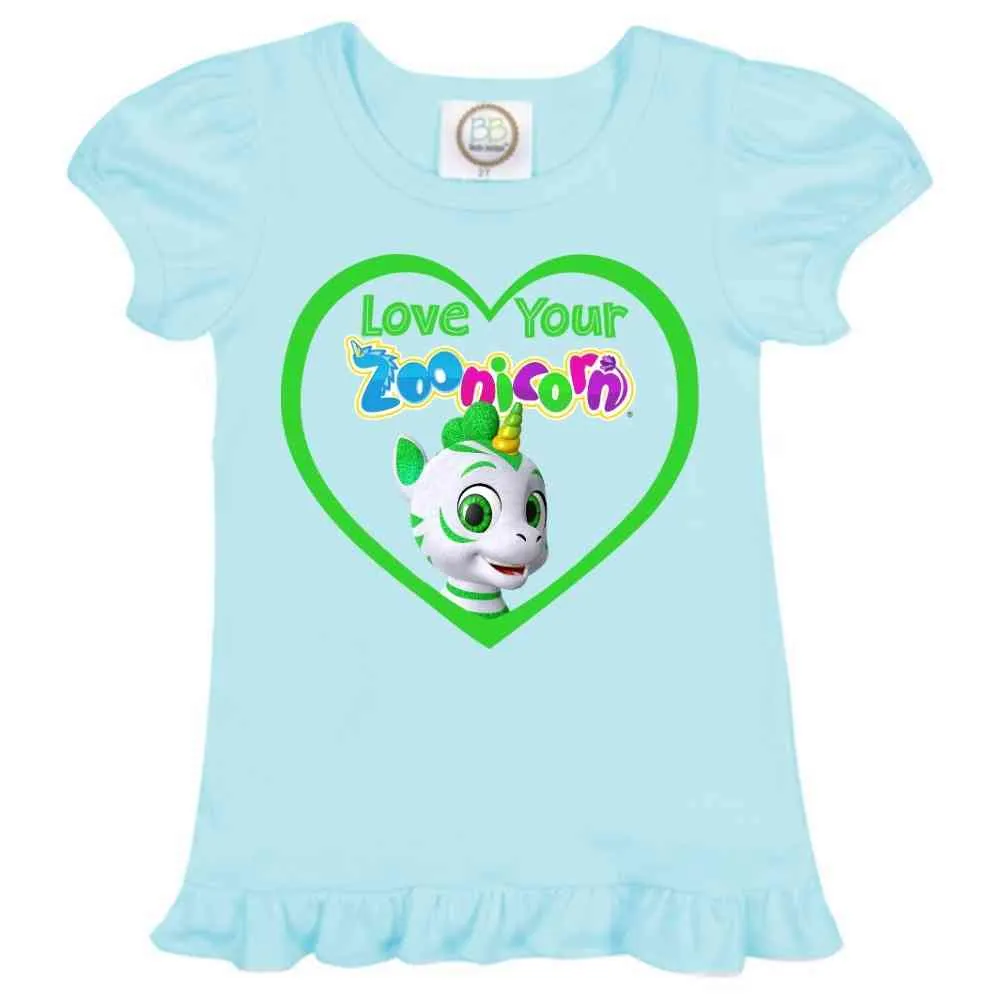 Love Your Zoonicorn, Ene, Ruffle Girl's Tee