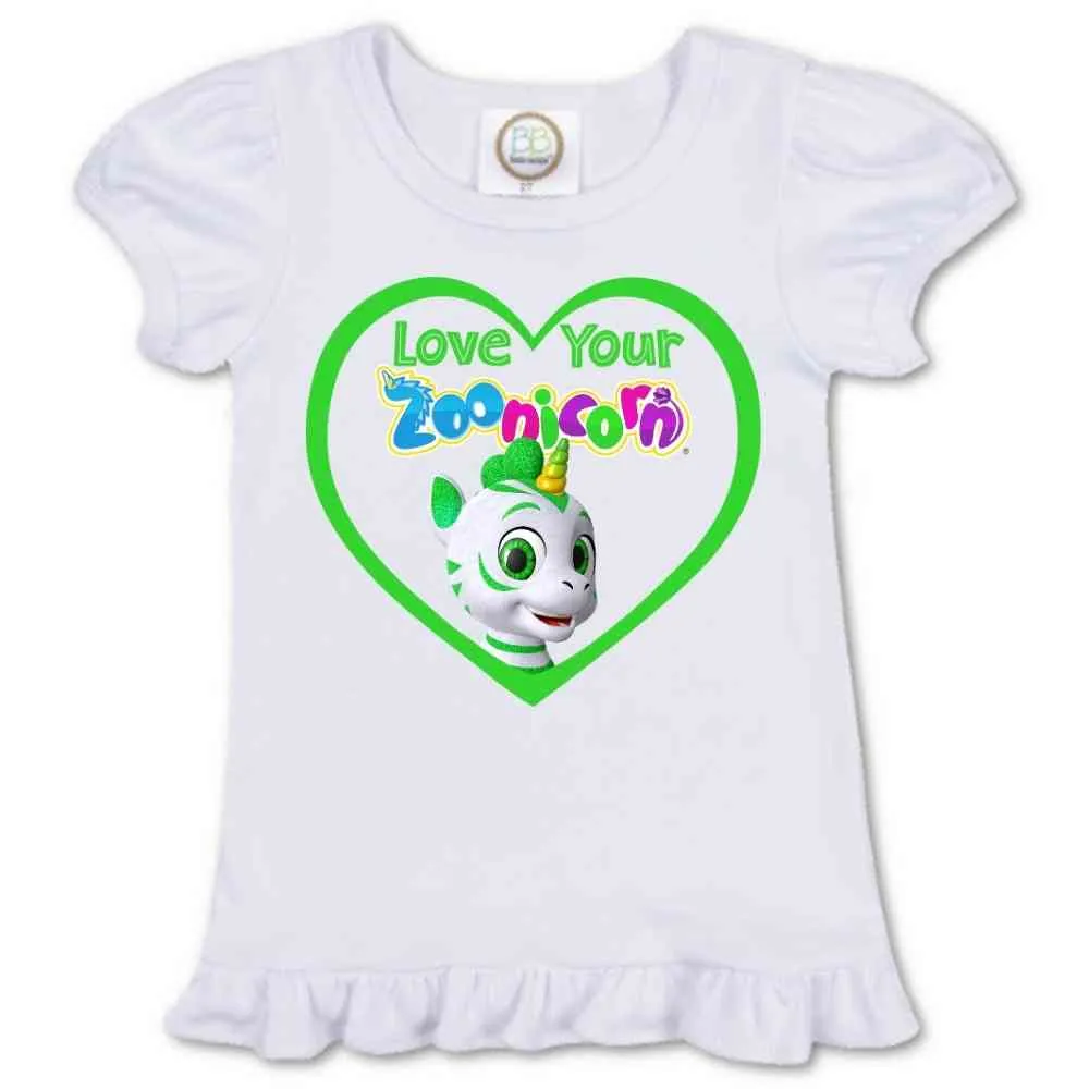 Love Your Zoonicorn, Ene, Ruffle Girl's Tee