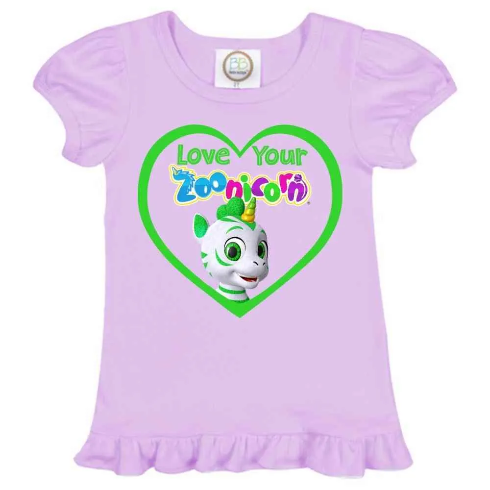 Love Your Zoonicorn, Ene, Ruffle Girl's Tee