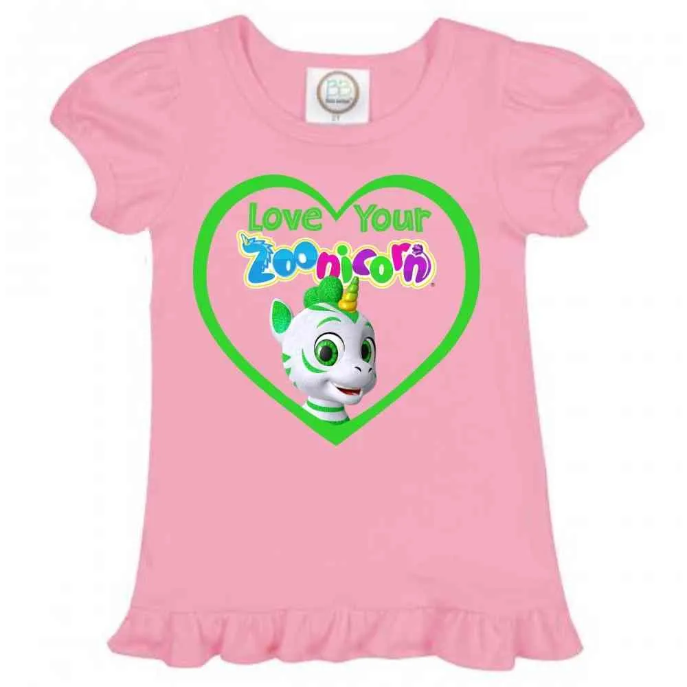 Love Your Zoonicorn, Ene, Ruffle Girl's Tee
