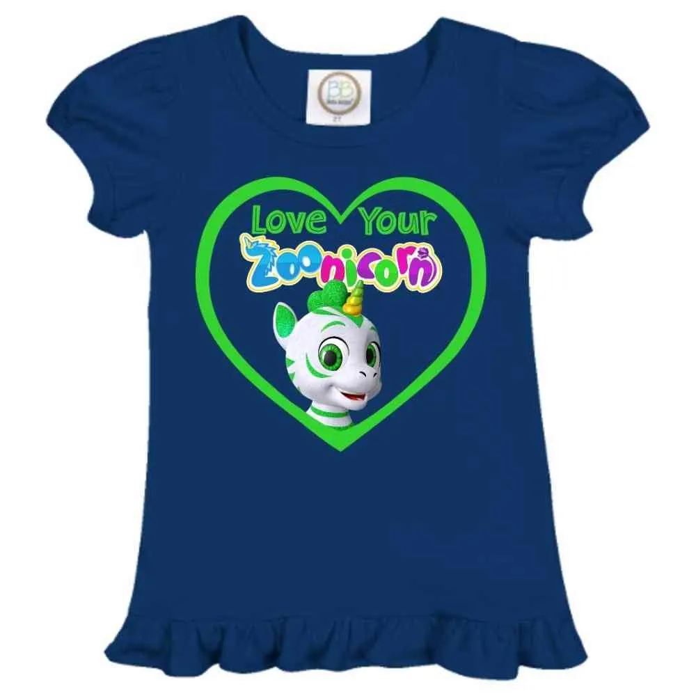 Love Your Zoonicorn, Ene, Ruffle Girl's Tee