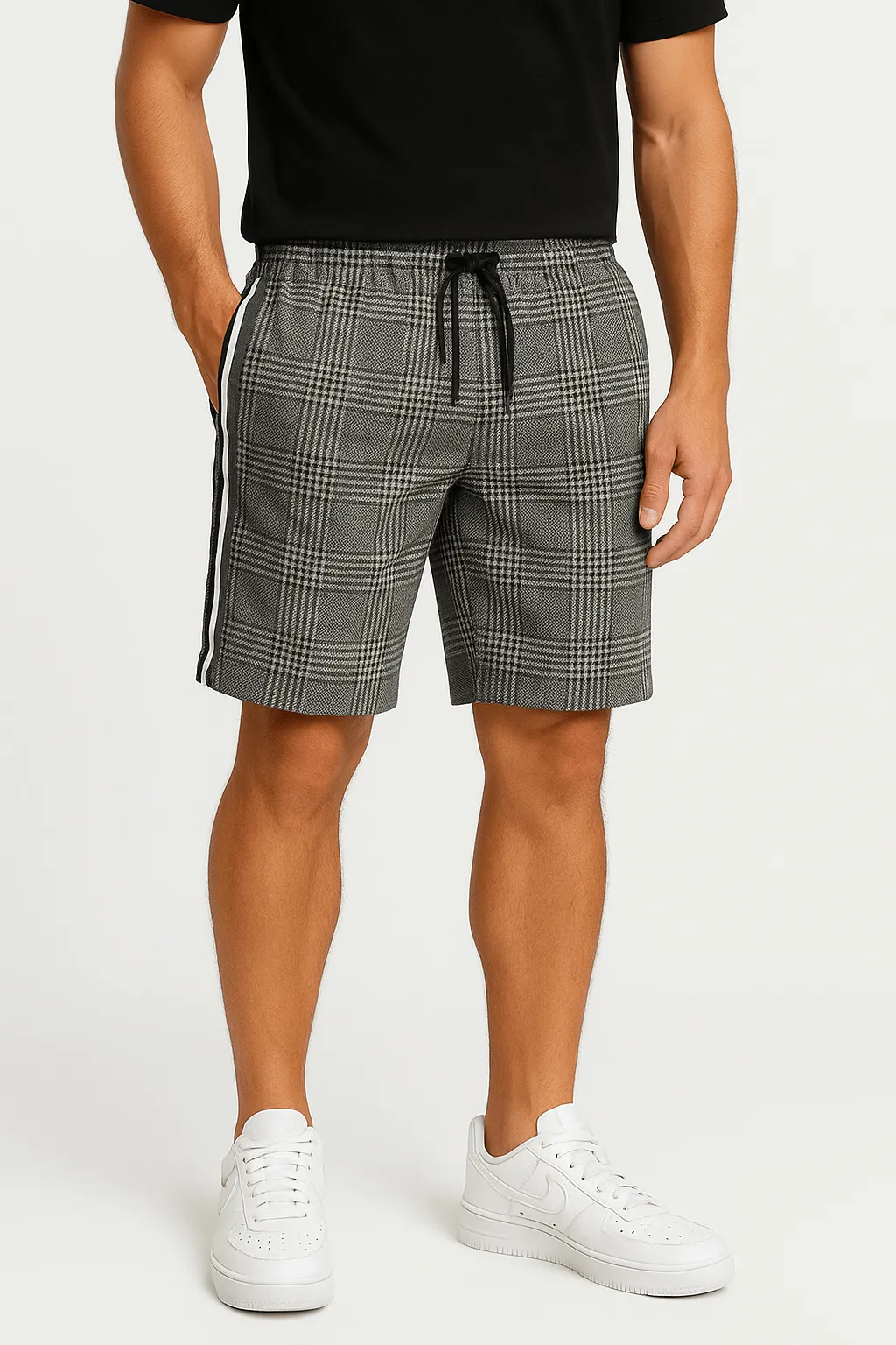 Luminovi | Checkered Drawstring Shorts