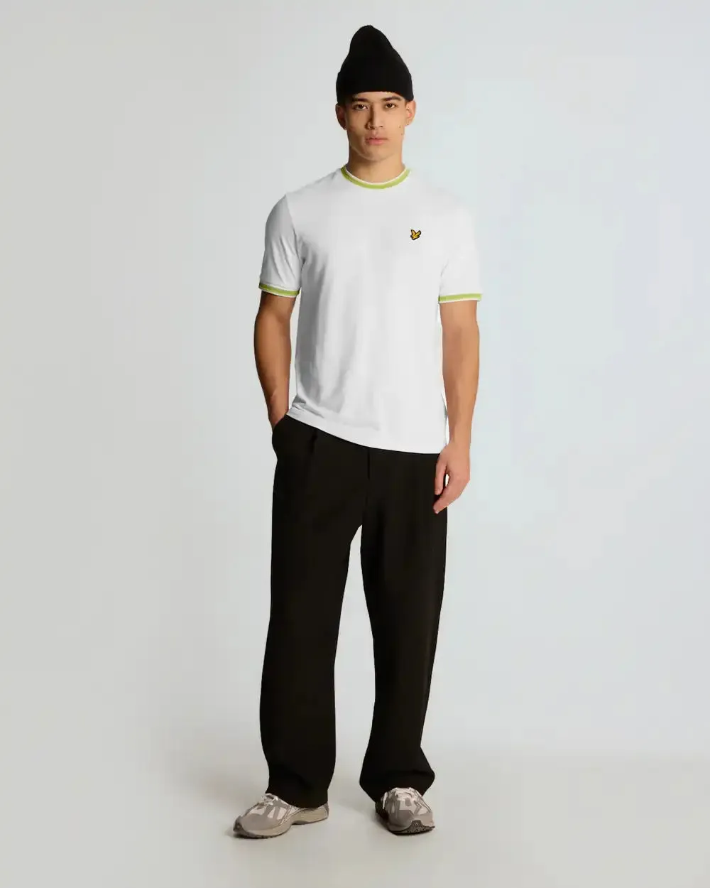 Lyle & Scott Mens Multi Tipped T-Shirt White/ Vibrant Kiwi/ Key Lime