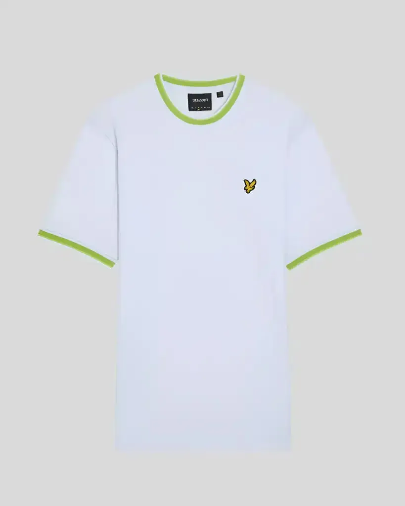 Lyle & Scott Mens Multi Tipped T-Shirt White/ Vibrant Kiwi/ Key Lime