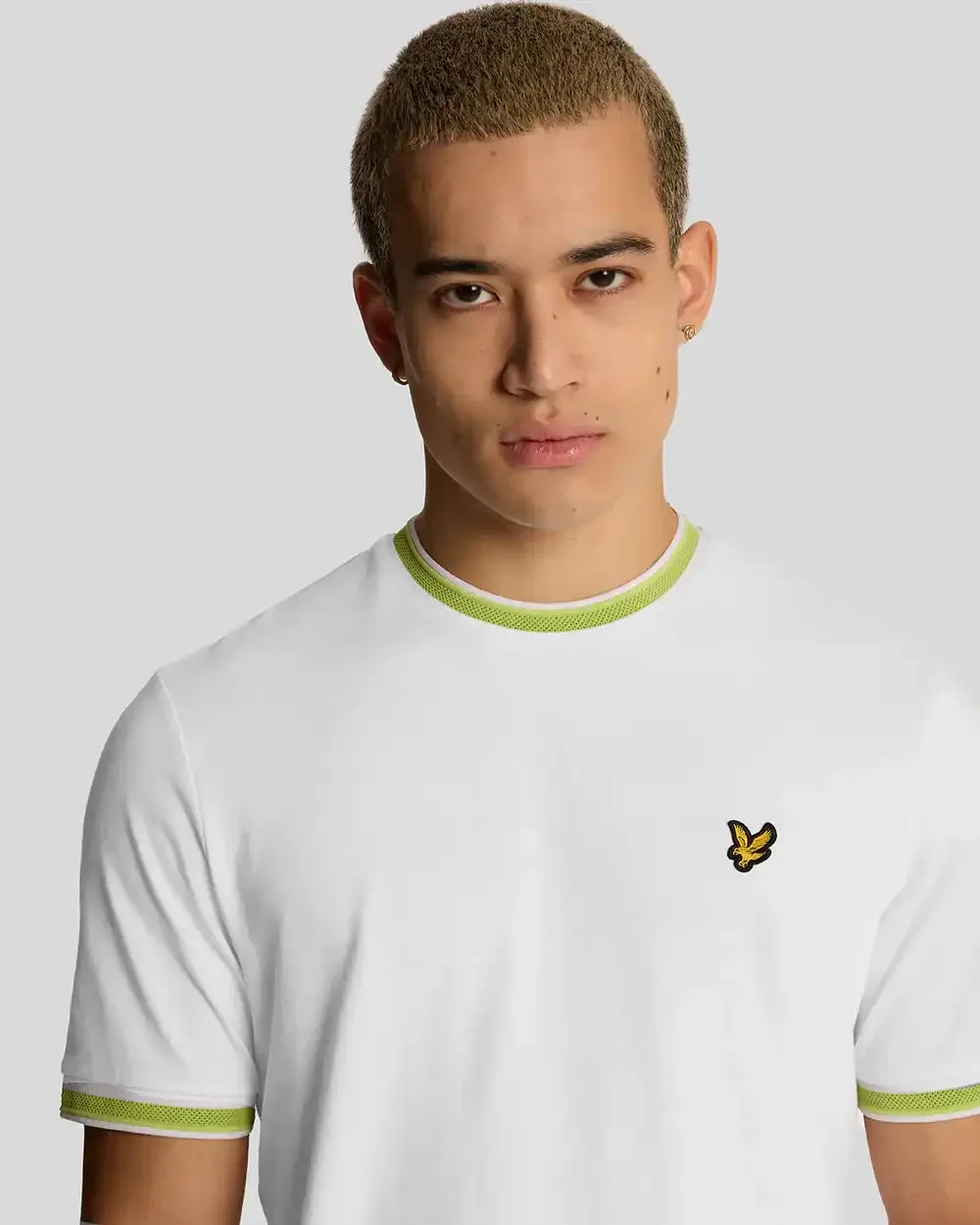 Lyle & Scott Mens Multi Tipped T-Shirt White/ Vibrant Kiwi/ Key Lime
