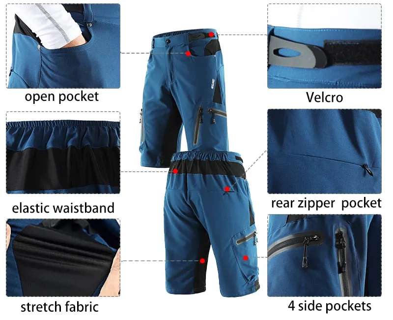 Men Outdoor Sports Cycling Shorts MTB Downhill Trousers Mountain Bike Bicycle Shorts Water Resistant Loose Fit