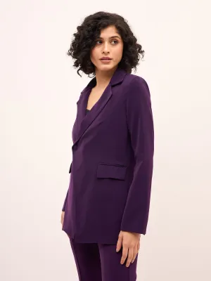Meryl Asymmetric Single Breasted Blazer-Purple