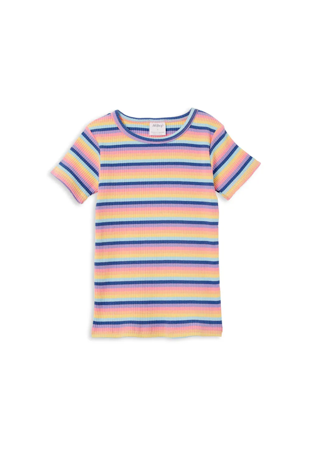 Milky | Multi Stripe Rib Tee | Sizes 2-7