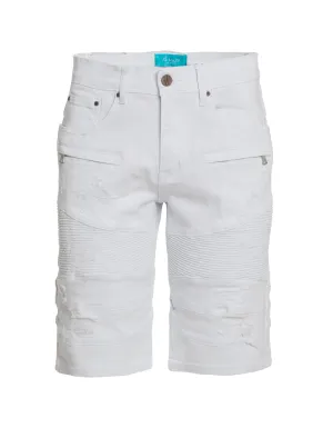 Moto Shorts in White