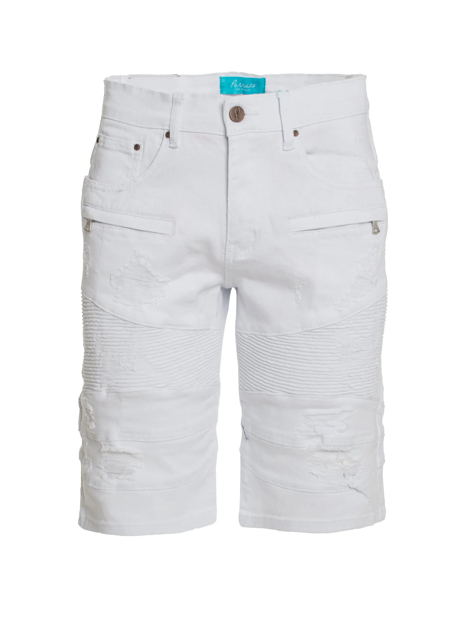 Moto Shorts in White