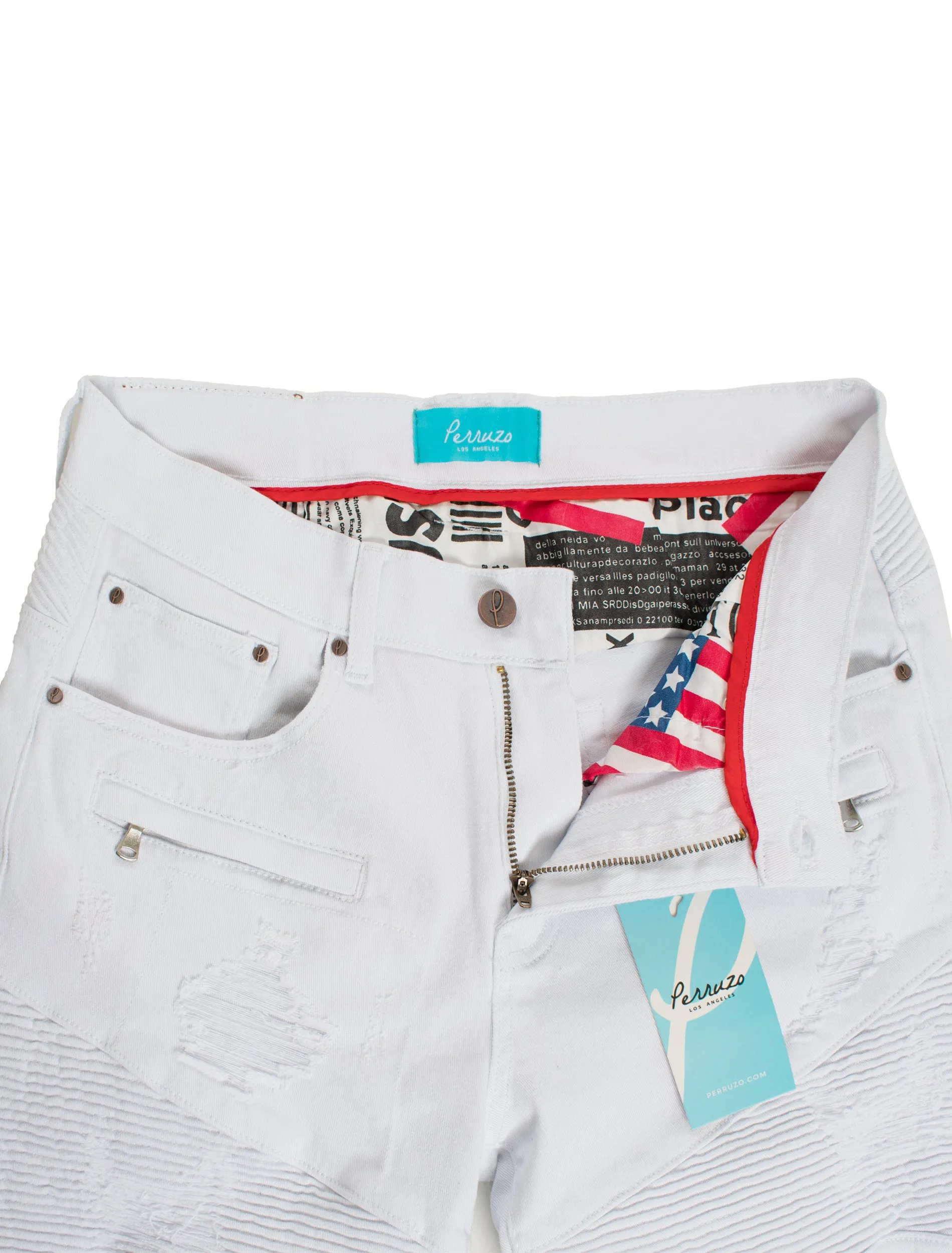 Moto Shorts in White