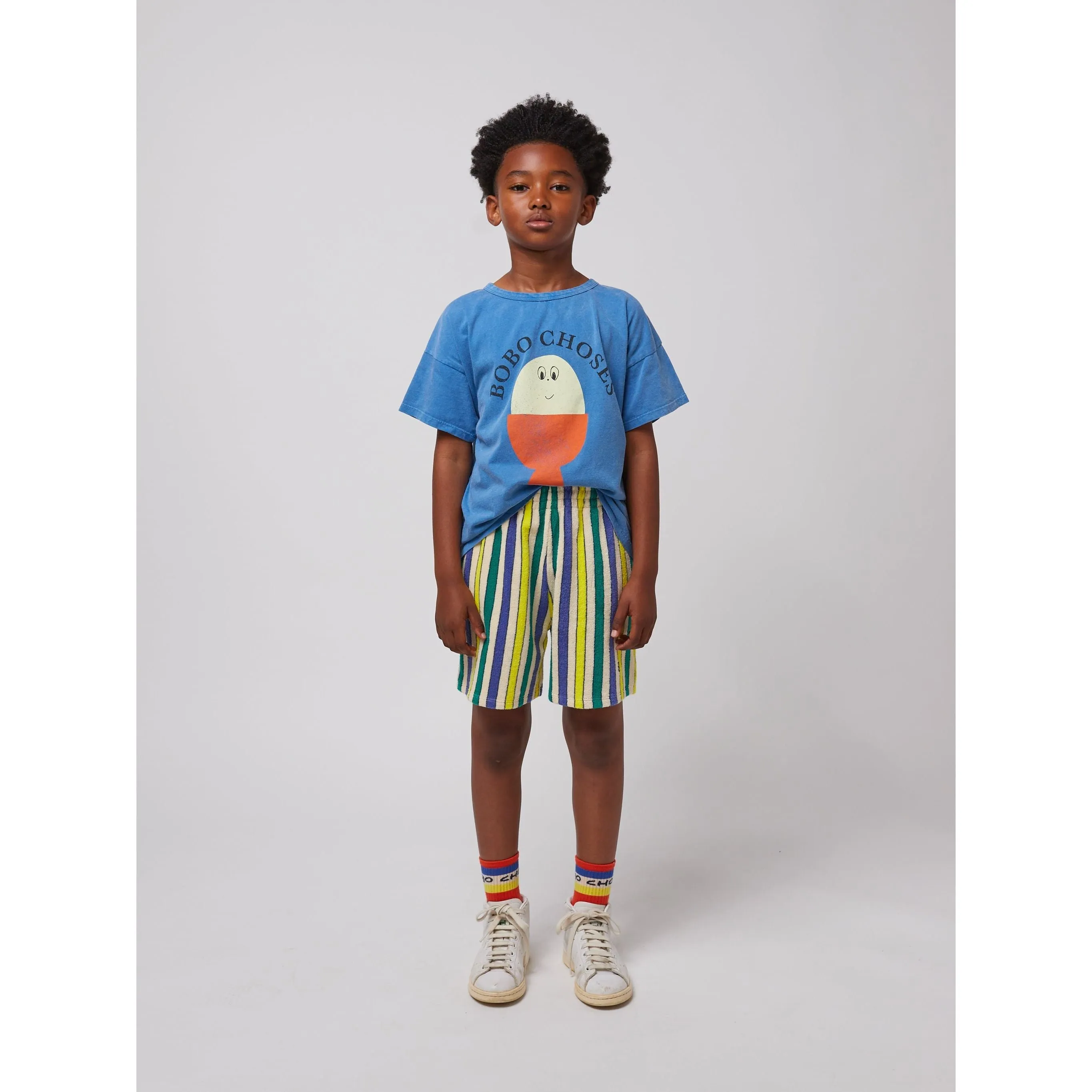 Multicolor Stripes Terry Cloth Bermuda Shorts