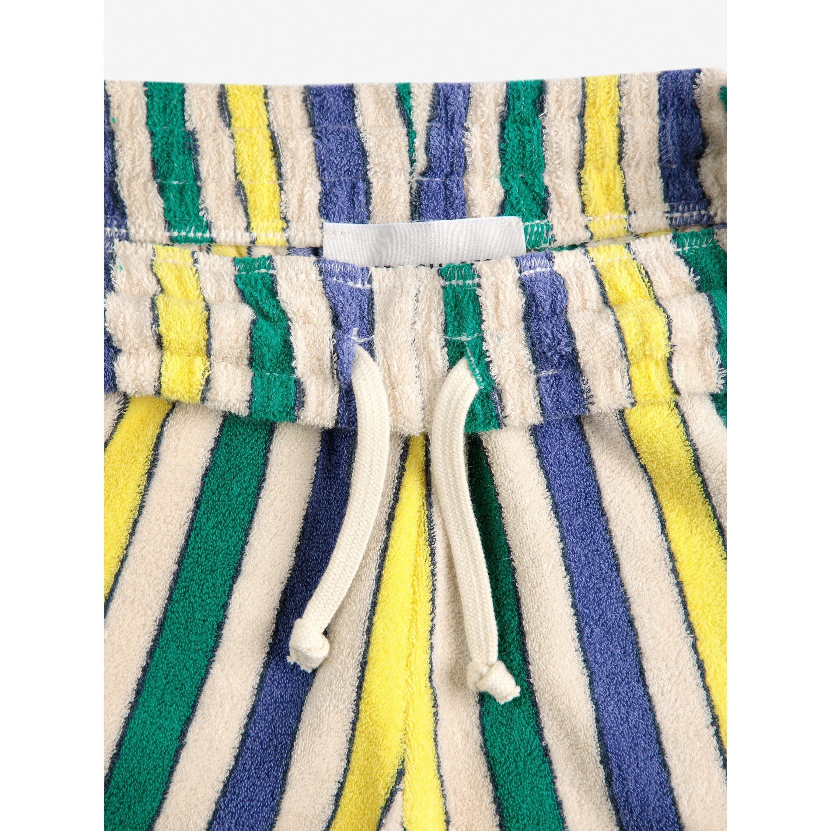 Multicolor Stripes Terry Cloth Bermuda Shorts