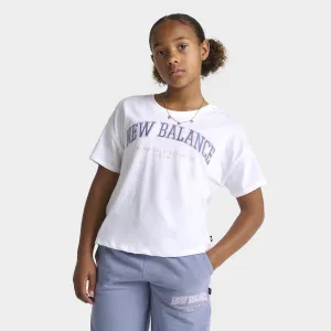 New Balance Junior Girls' Boxy Graphic Tee / White