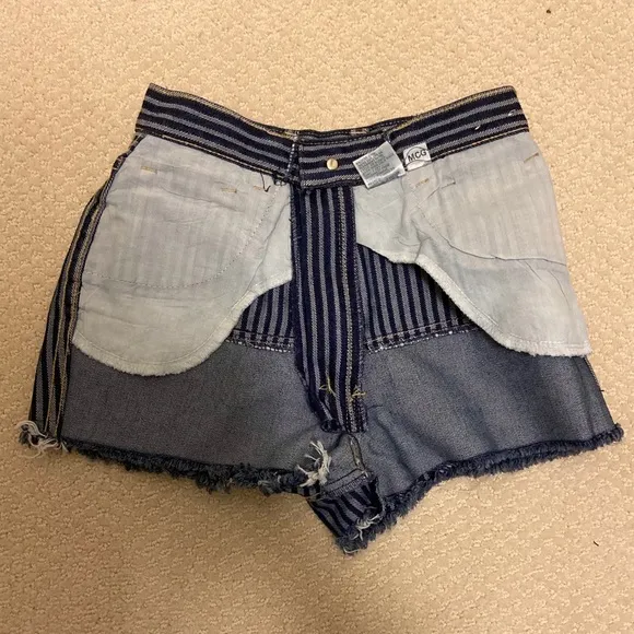NEW Denim &amp; White Patterned High Waisted Shorts