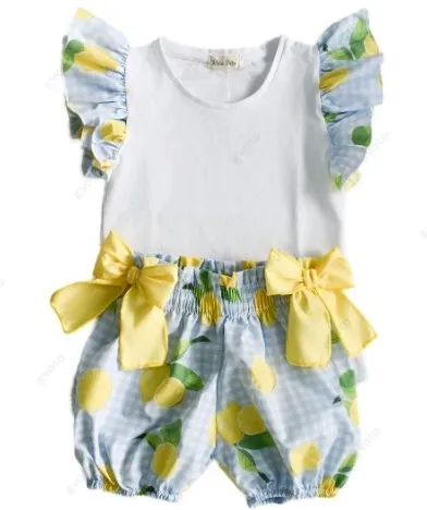 New In Meia Pata Girls Lemons Bubbly Shorts & T-shirt SS25