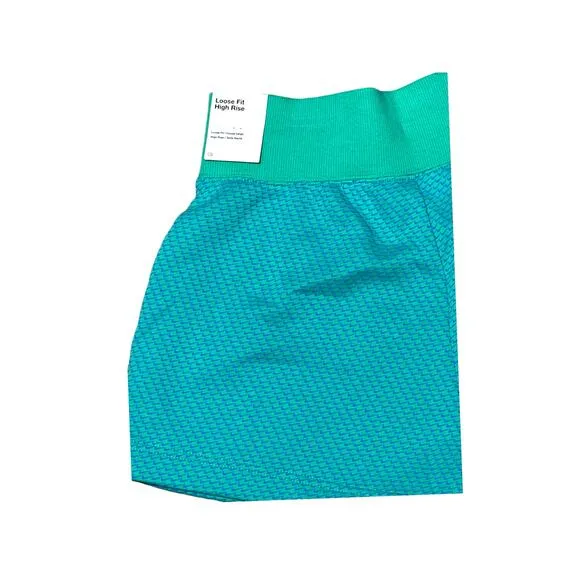 Nike Sweat Shorts Womens Size Small Green Blue Fleece High Rise Loose Fit